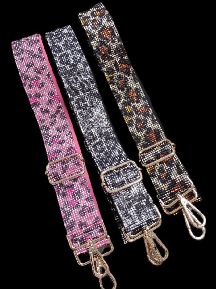 Leopard Rhinestone Guitar Strap