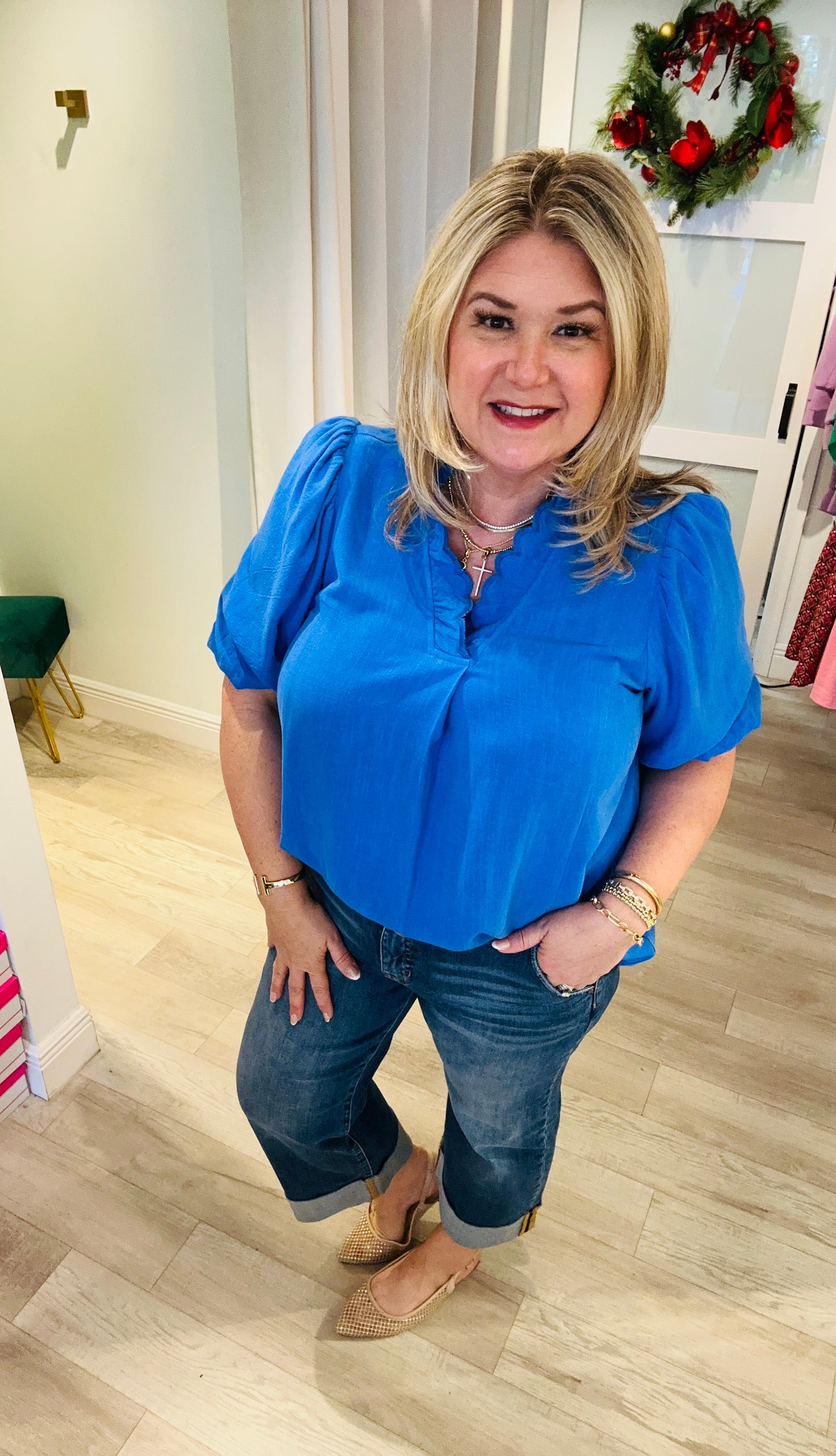 Scalloped Linen Top