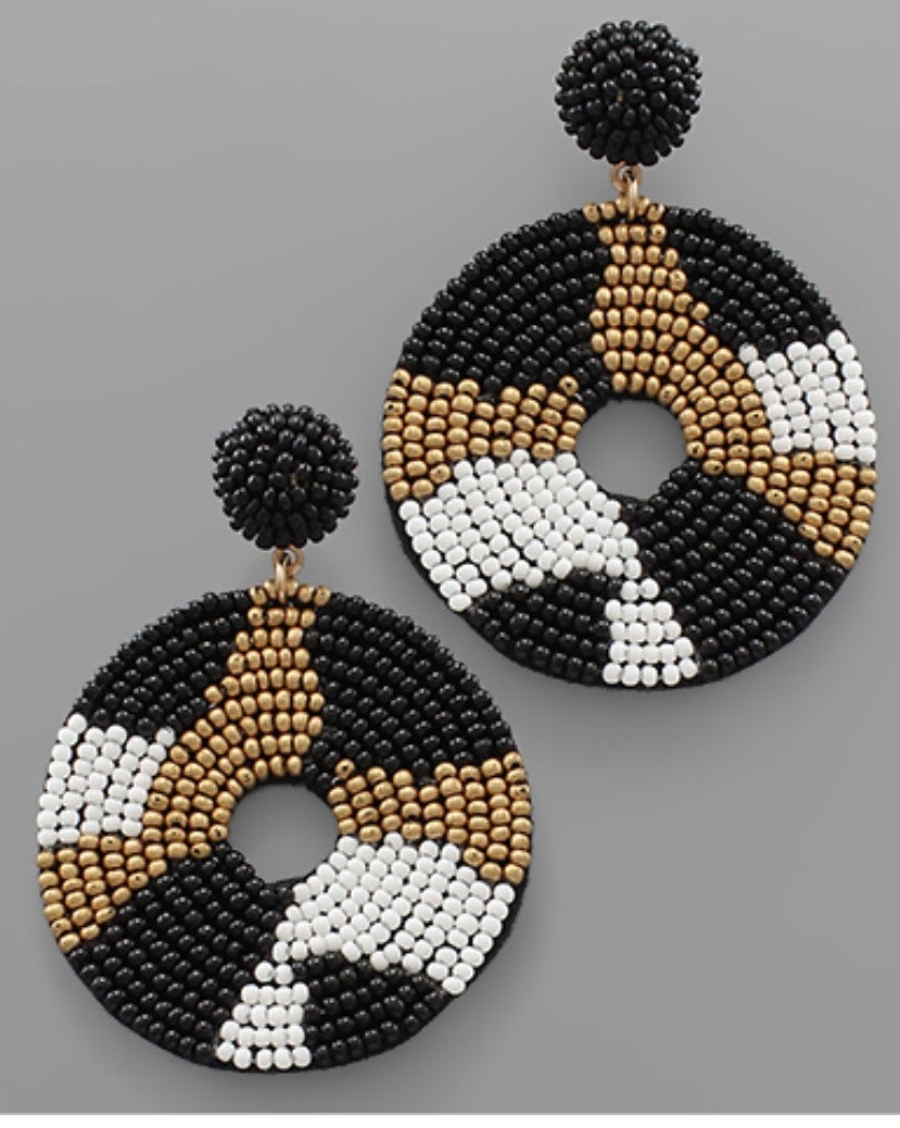 Leopard Bead Circle Earrings