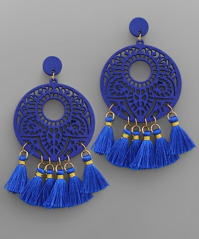 Wood Tassel Earrings