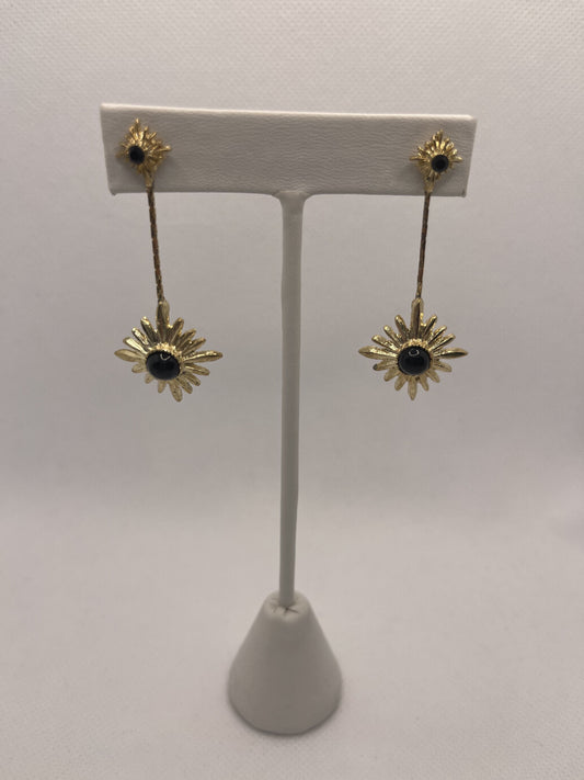 GOLD STARBURST DROP EARRINGS