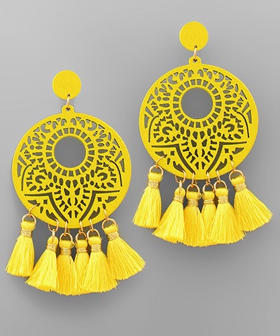 Wood Tassel Earrings