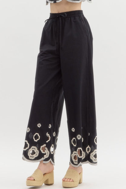 Embroidered Hem Pant