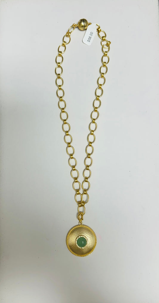 Semi Precious Matte Gold Pendent