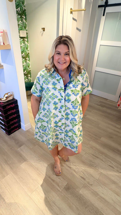 Island Blue Bouquet Dress