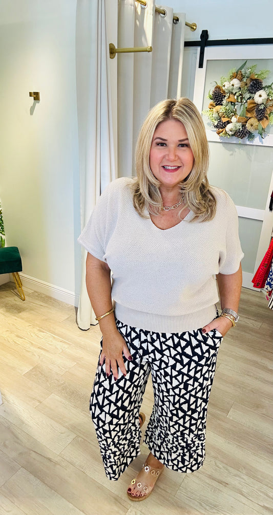 Printed Pintuck Pant