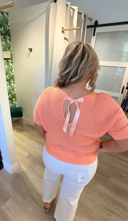 Metallic Bow Back Sweater