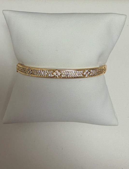 Pave Clover Bangle Bracelete