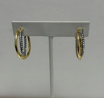 Two Tone Braided Hoop Earrings
