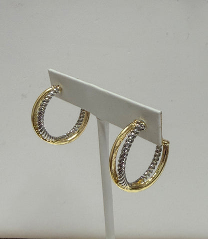 Two Tone Braided Hoop Earrings
