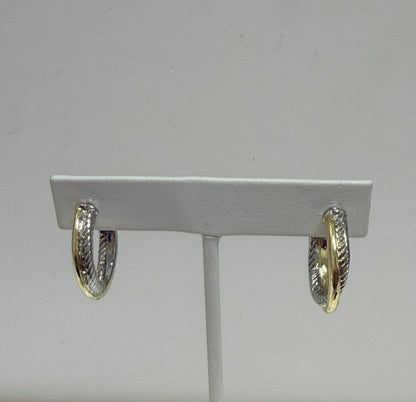 Two Tone Braided Hoop Earrings