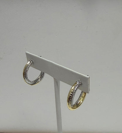 Two Tone Braided Hoop Earrings