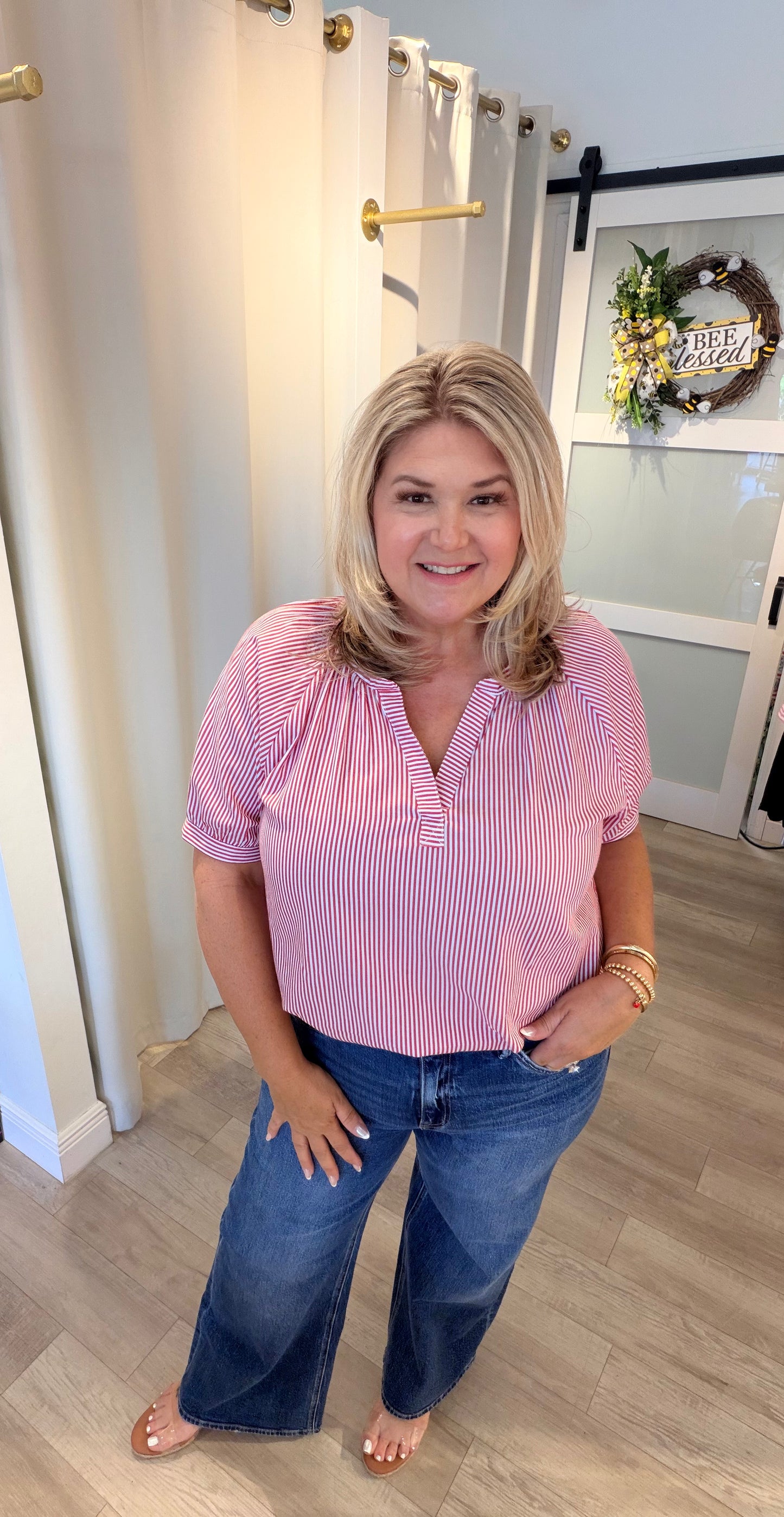 Red & White Striped Top