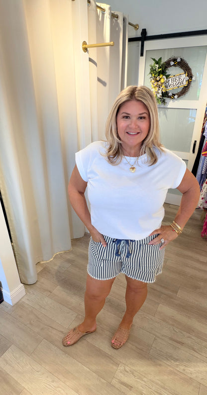 Denim Striped Shorts