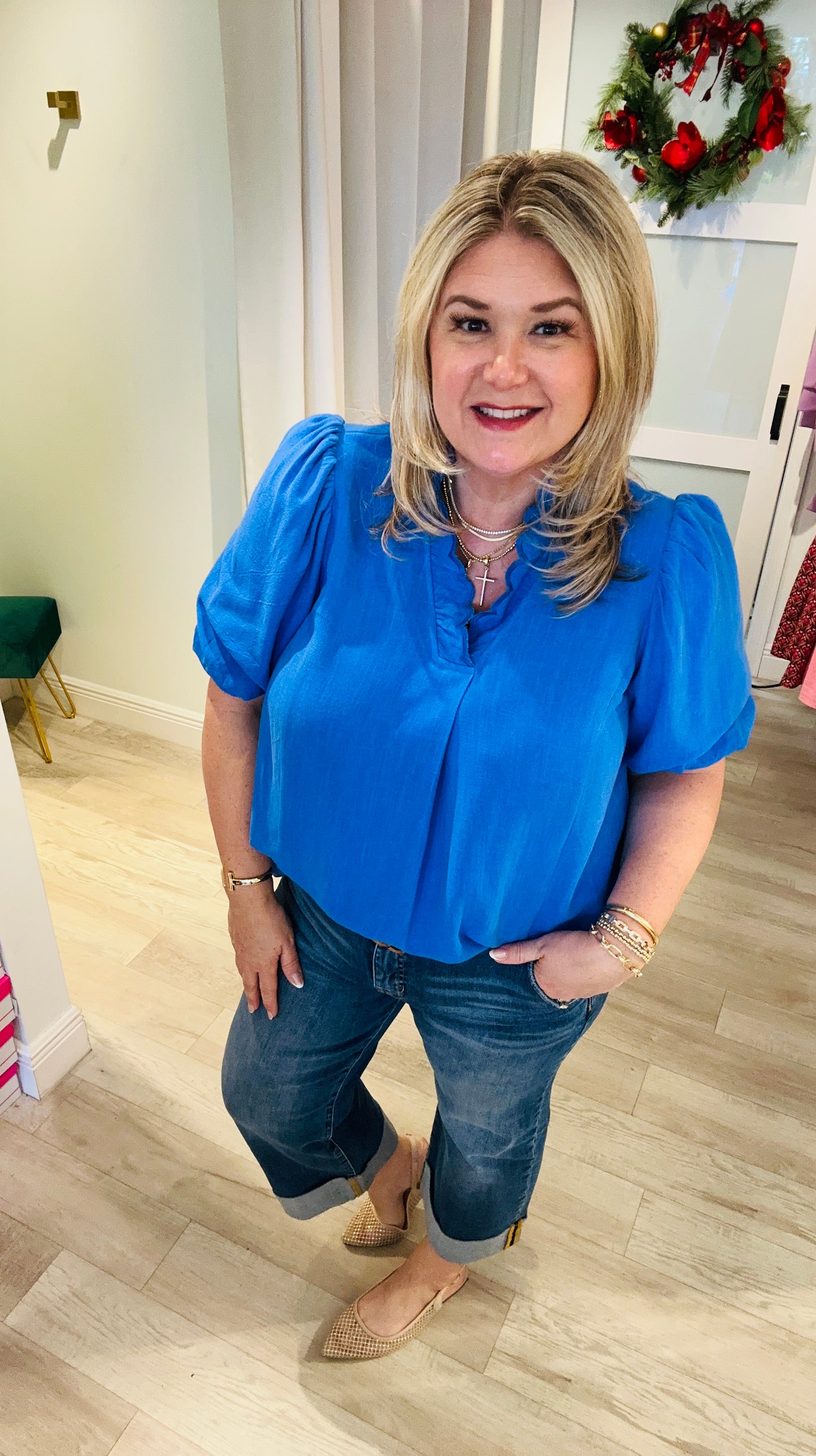 Scalloped Linen Top