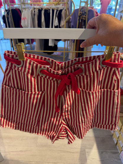 Denim Striped Shorts