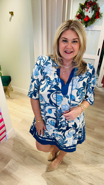 Blue Botanical Dress