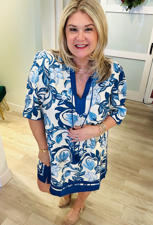 Blue Botanical Dress