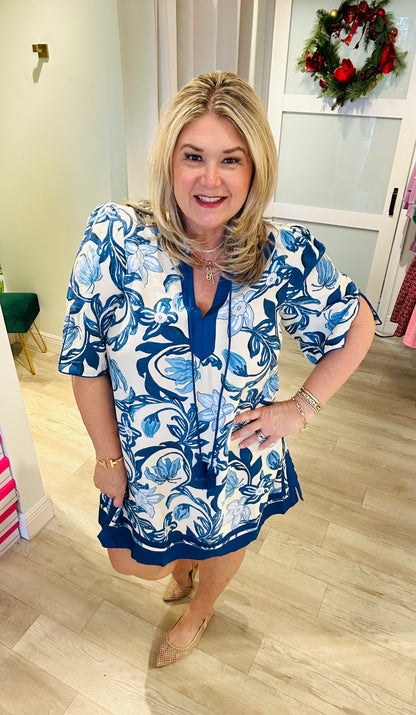 Blue Botanical Dress