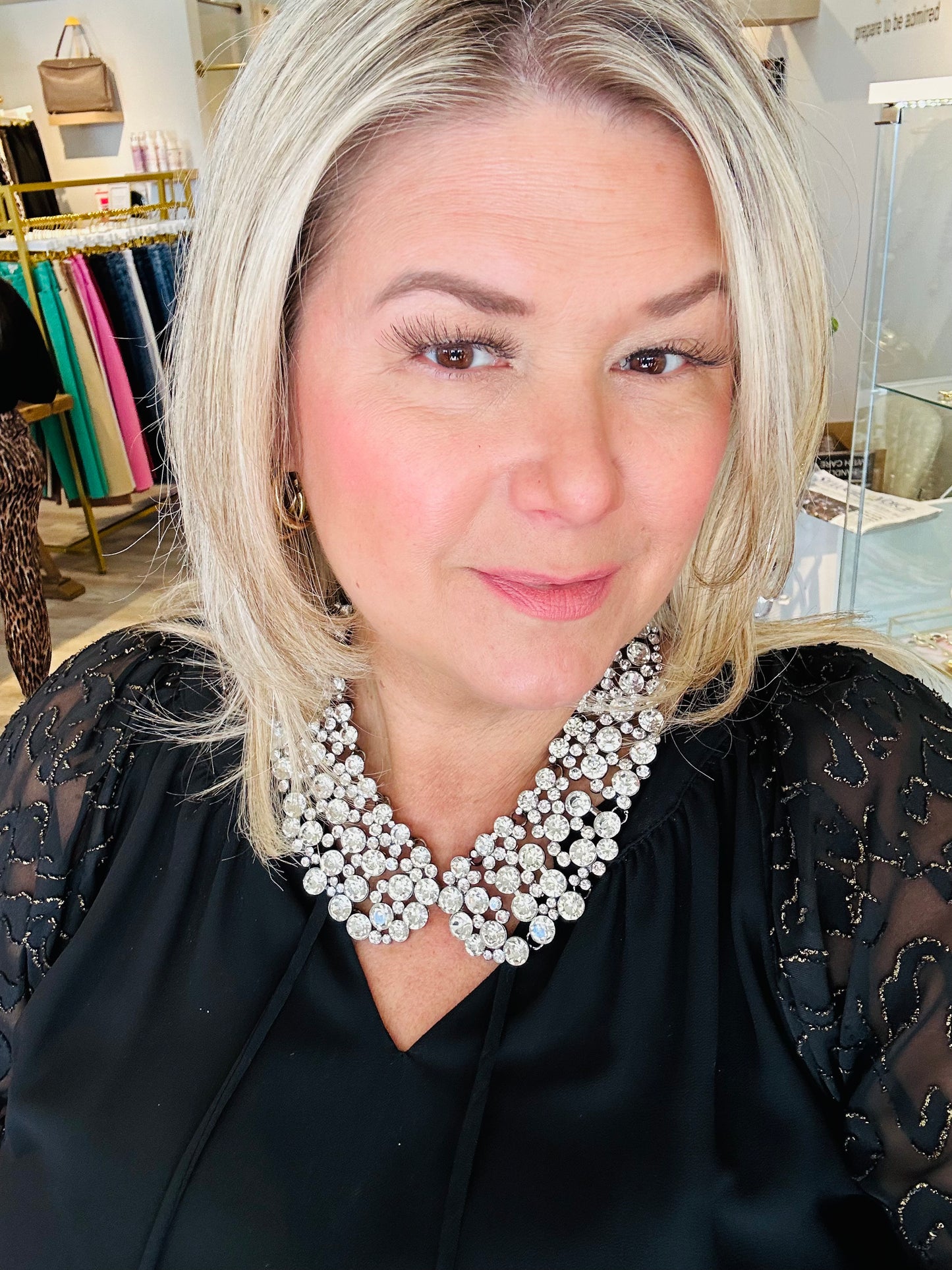 Rhinestone Bib Necklace