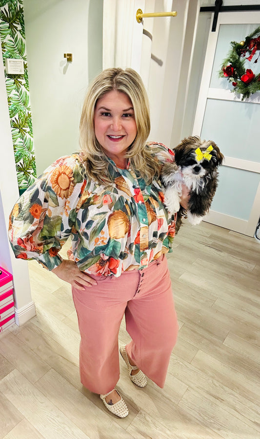 Blush Button Front Jean