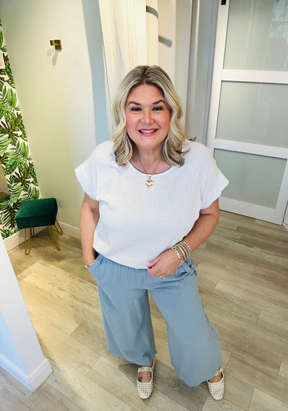 Scalloped Linen Pants