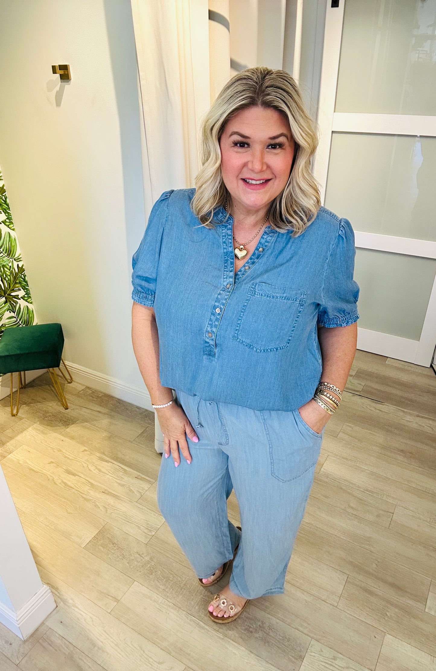 Chambray Denim Pants