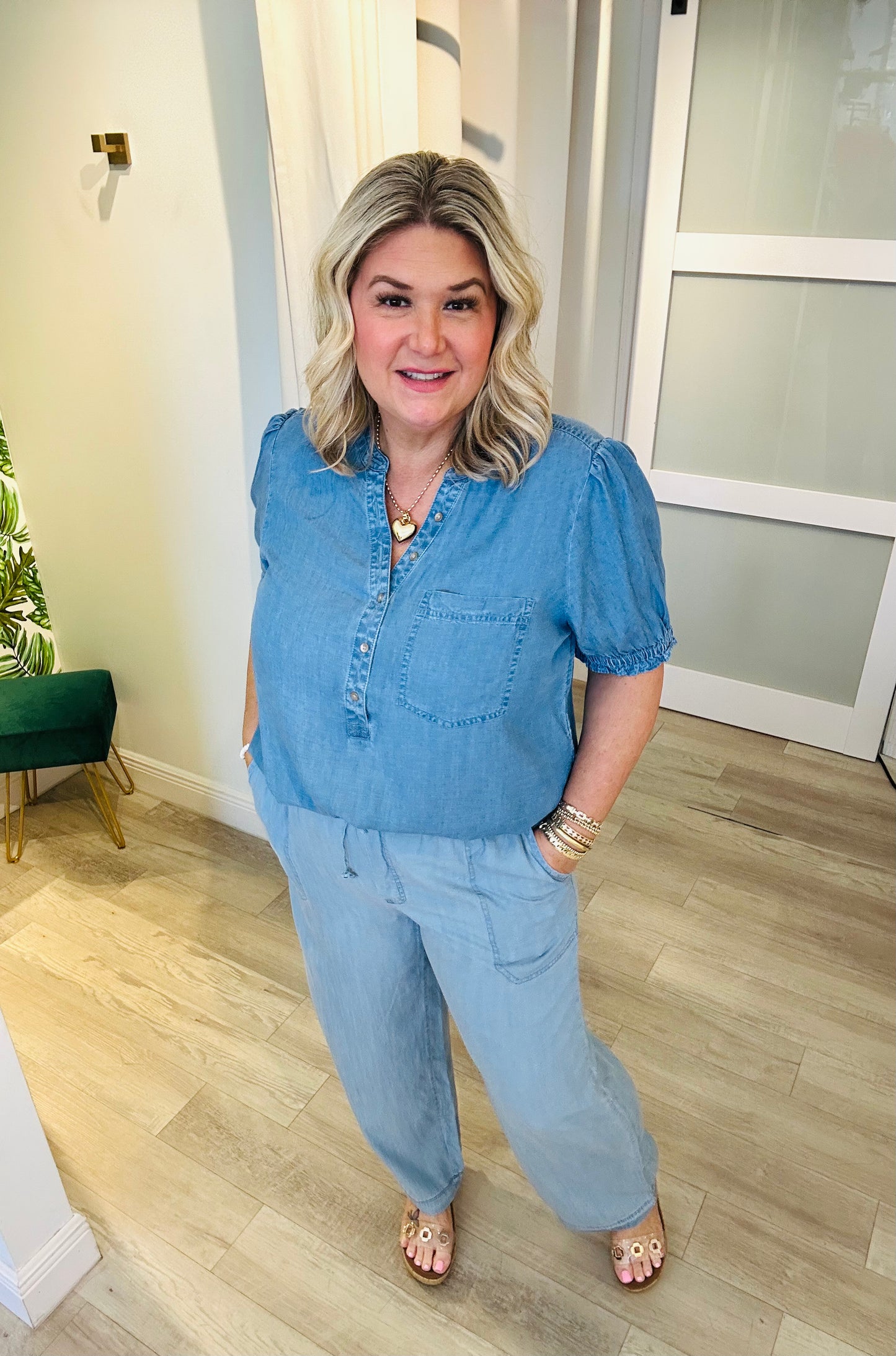 Chambray Denim Pants