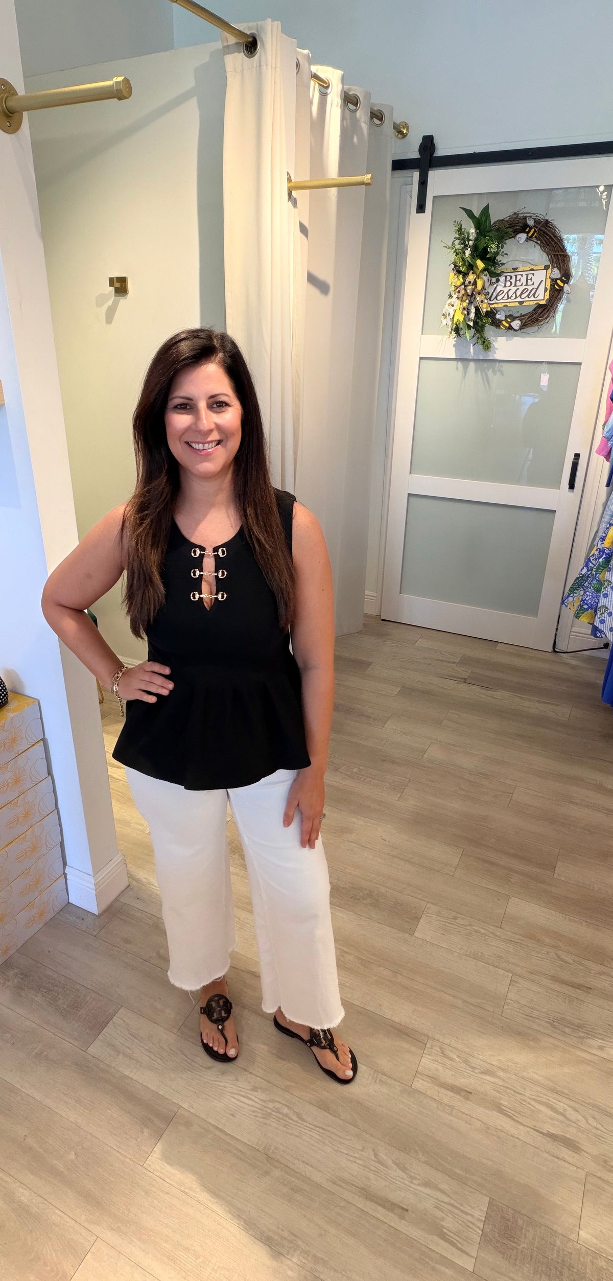 Horsebit Peplum Top