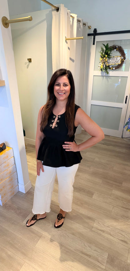 Horsebit Peplum Top