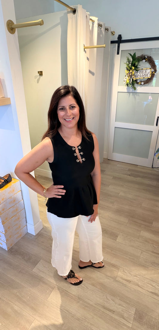 Horsebit Peplum Top