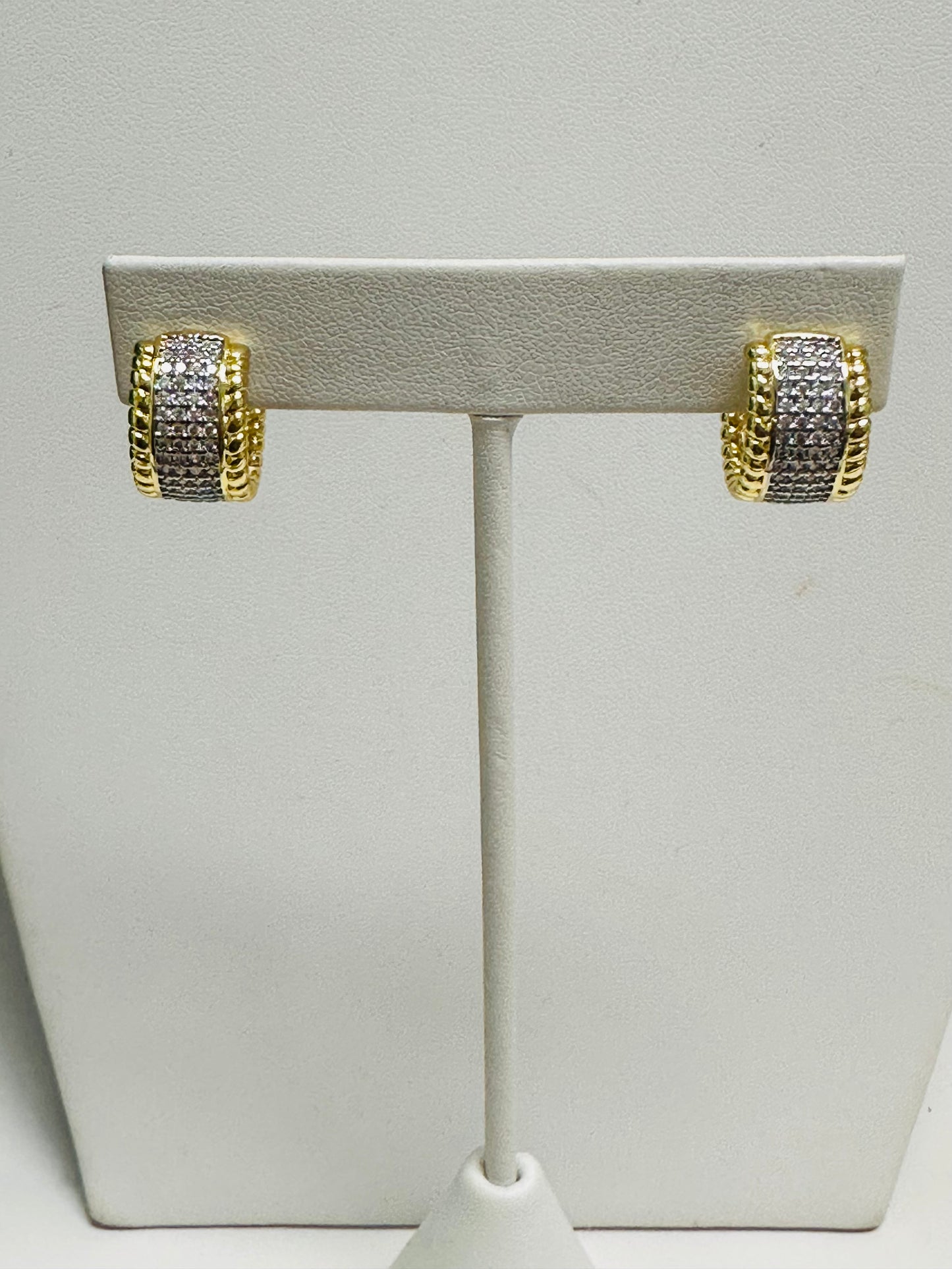 Two Tone Pave Hoops
