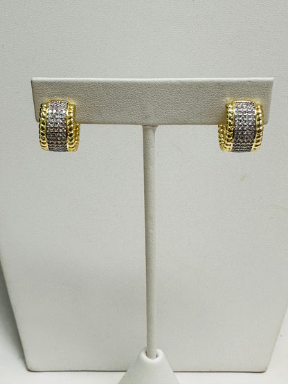 Two Tone Pave Hoops