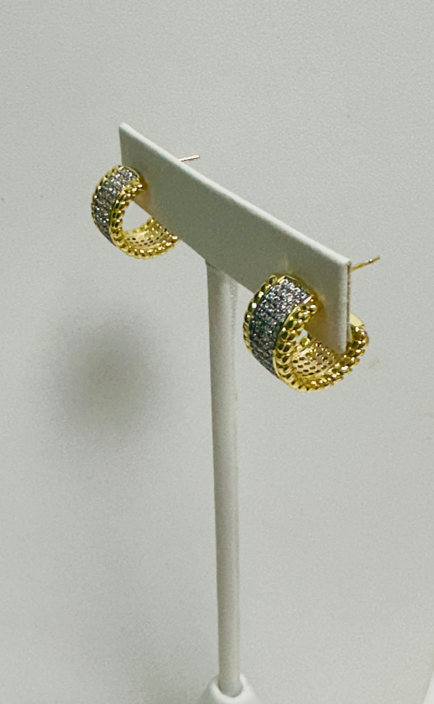 Two Tone Pave Hoops