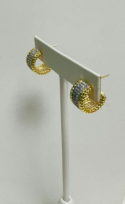 Two Tone Pave Hoops
