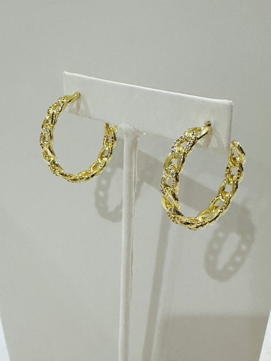 Pave chain Hoops