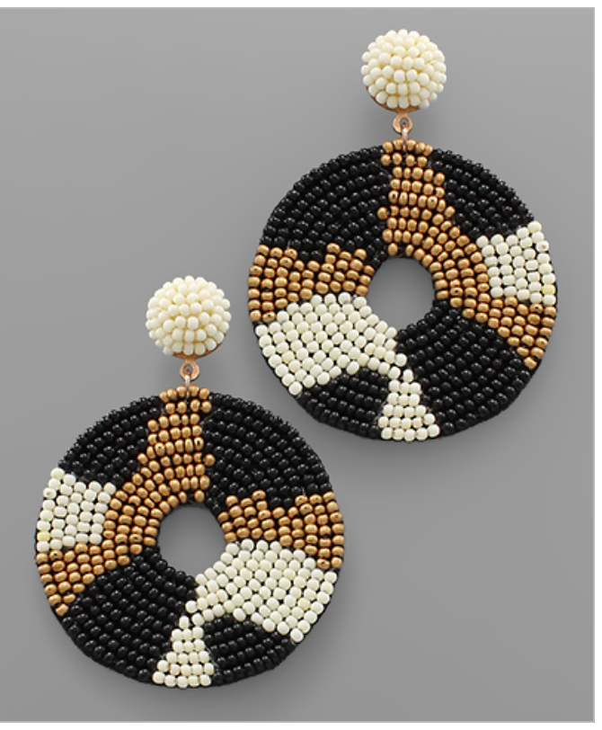 Leopard Bead Circle Earrings