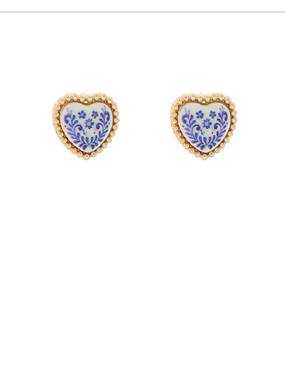 Porcelain Heart Studs