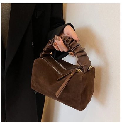 Faux Suede Barrel Bag