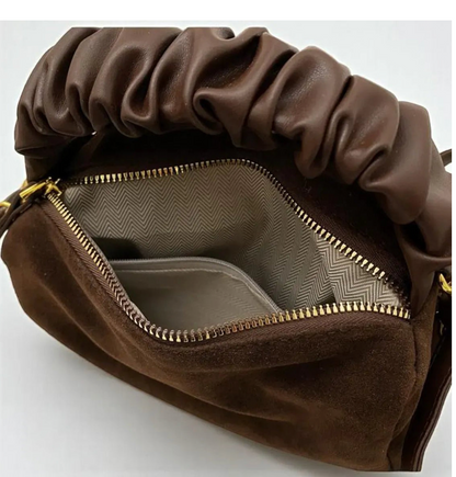 Faux Suede Barrel Bag