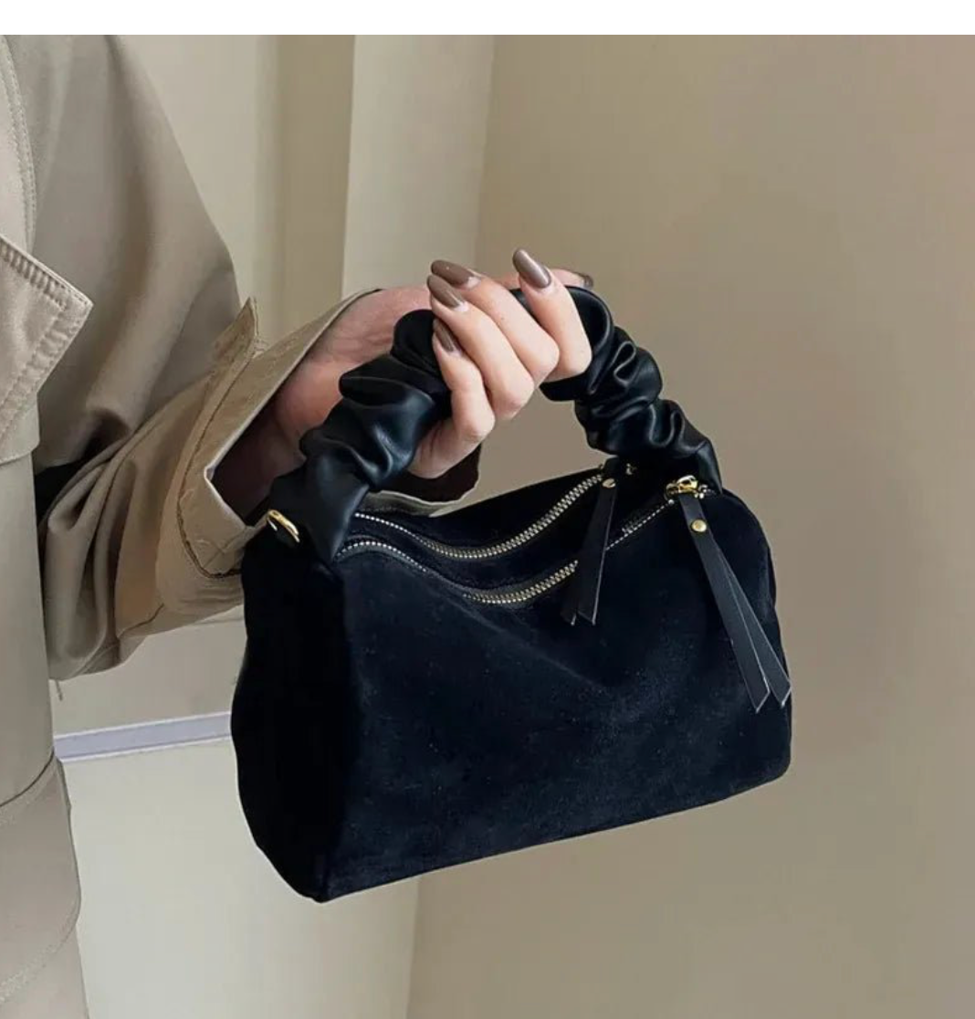 Faux Suede Barrel Bag