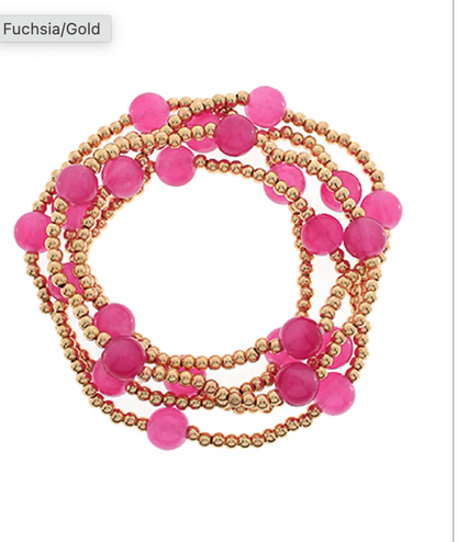 Color Bead Stretch Bracelet