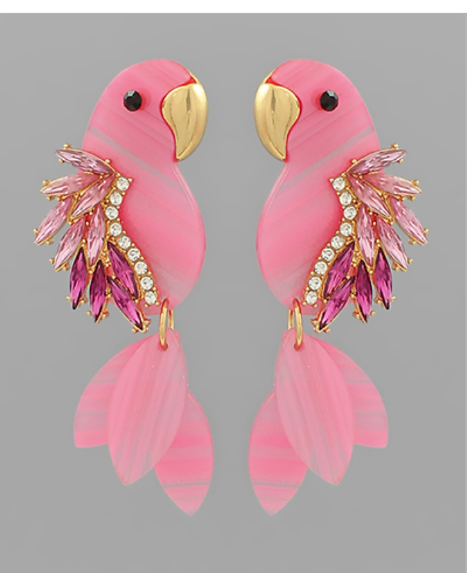 Pink Parrot Earrings