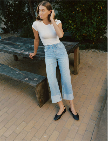 The Pinstriped Cuffed Jean