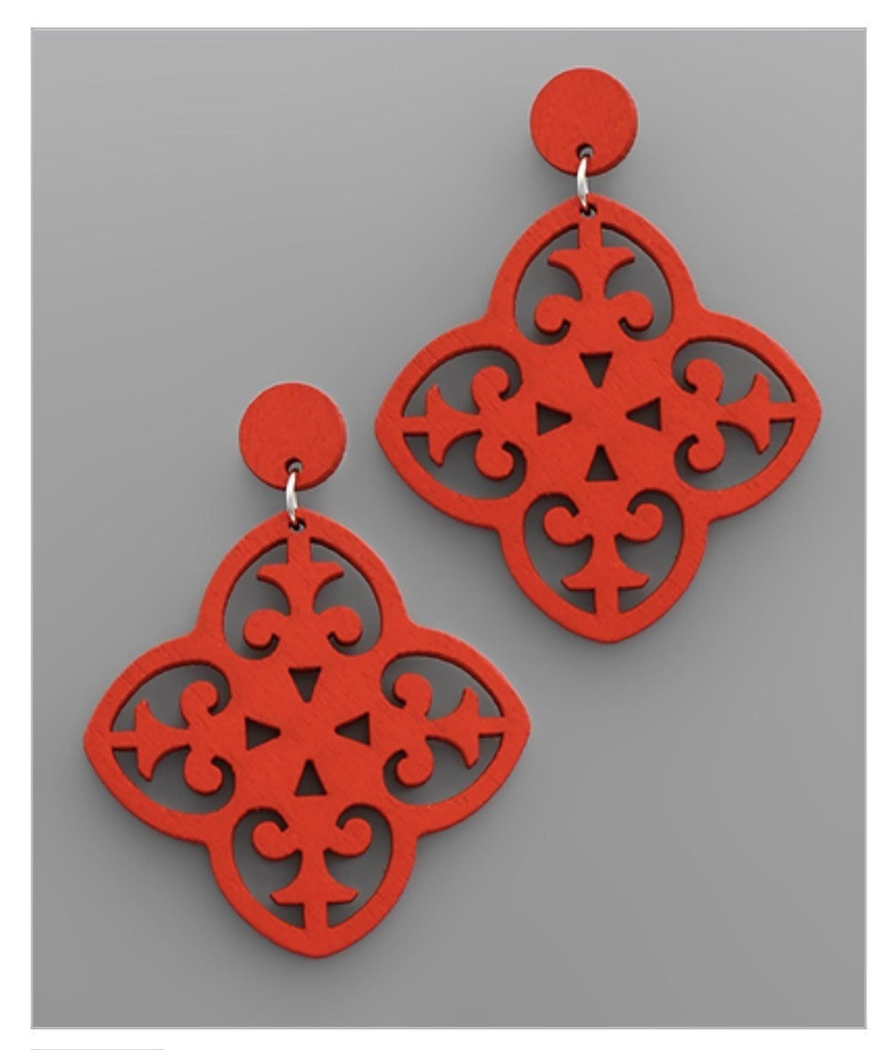 Wood Filigree Earrings