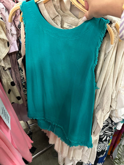 Linen Button Back Tank