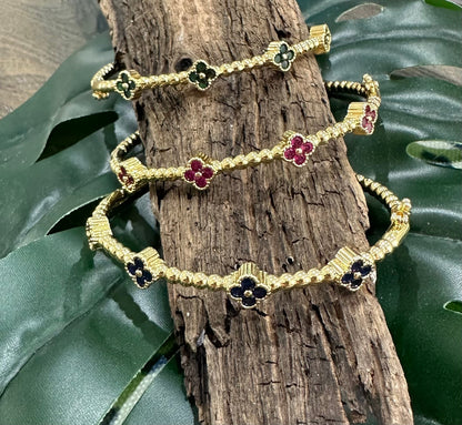 Colored Clover Bangle