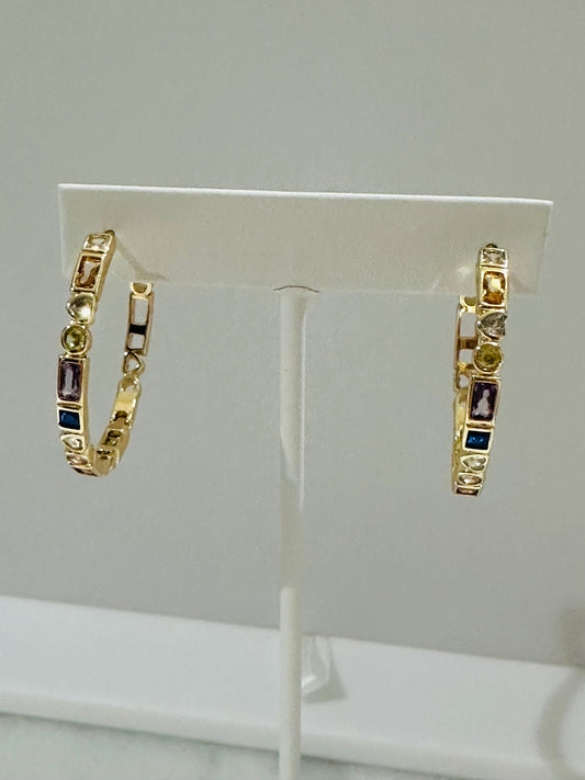 Colored Stone Hoops